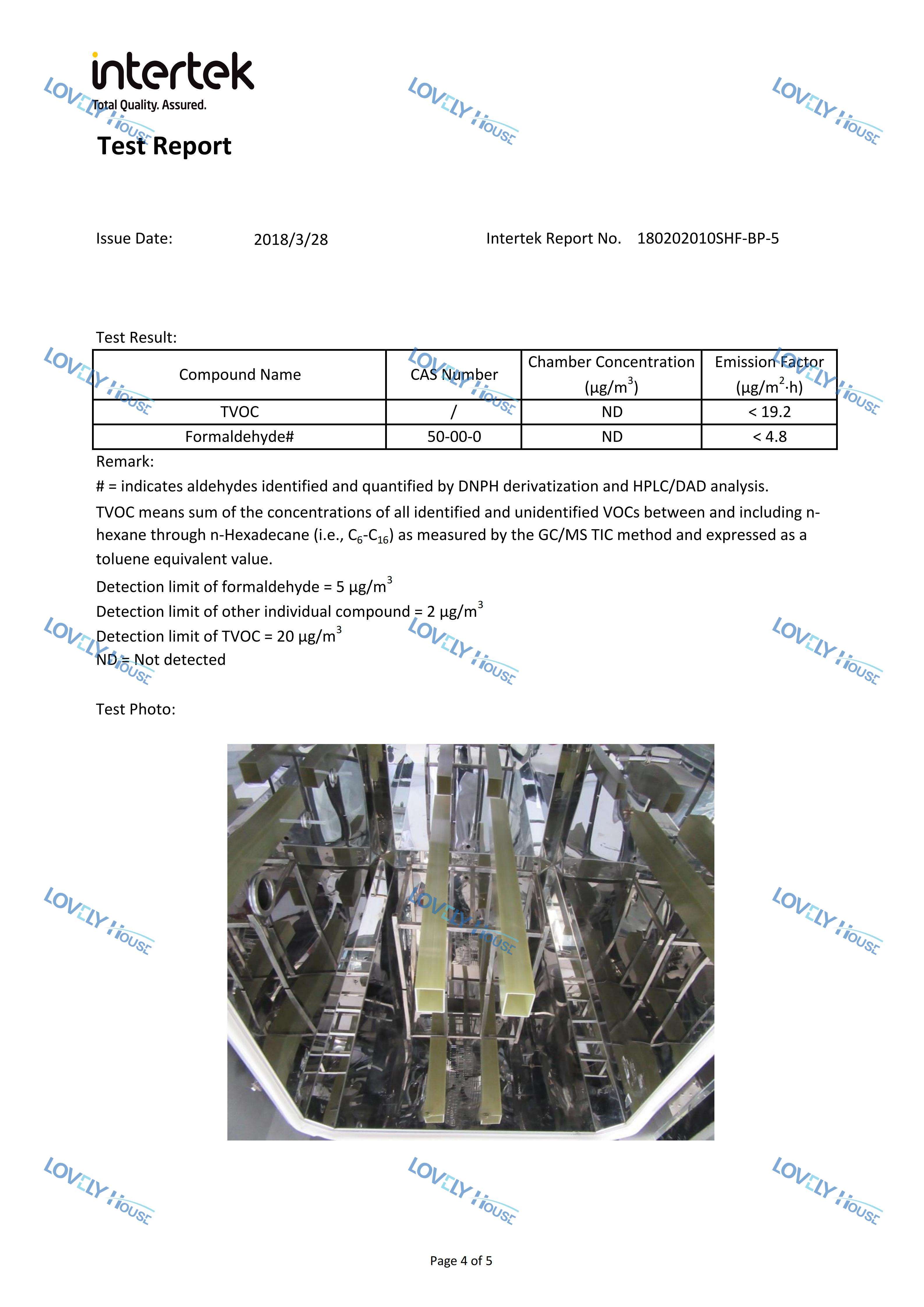 中文爱乐居玻纤聚氨酯复合材料型材挥发性组分检测-Intertek